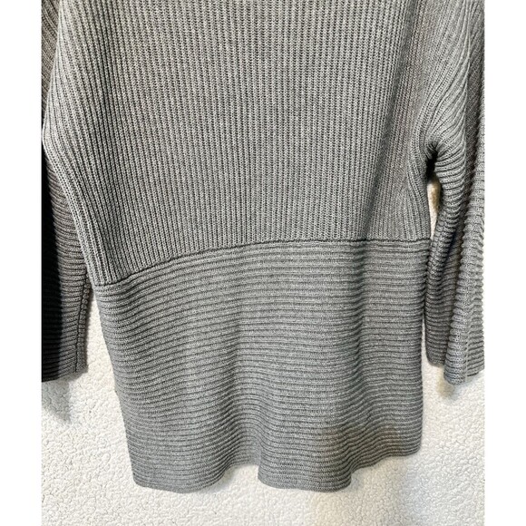 Vince Camino Mock Neck Sweater, Bell Sleeves, Gray, size‎ Large Ribbed - Picture 8 of 11